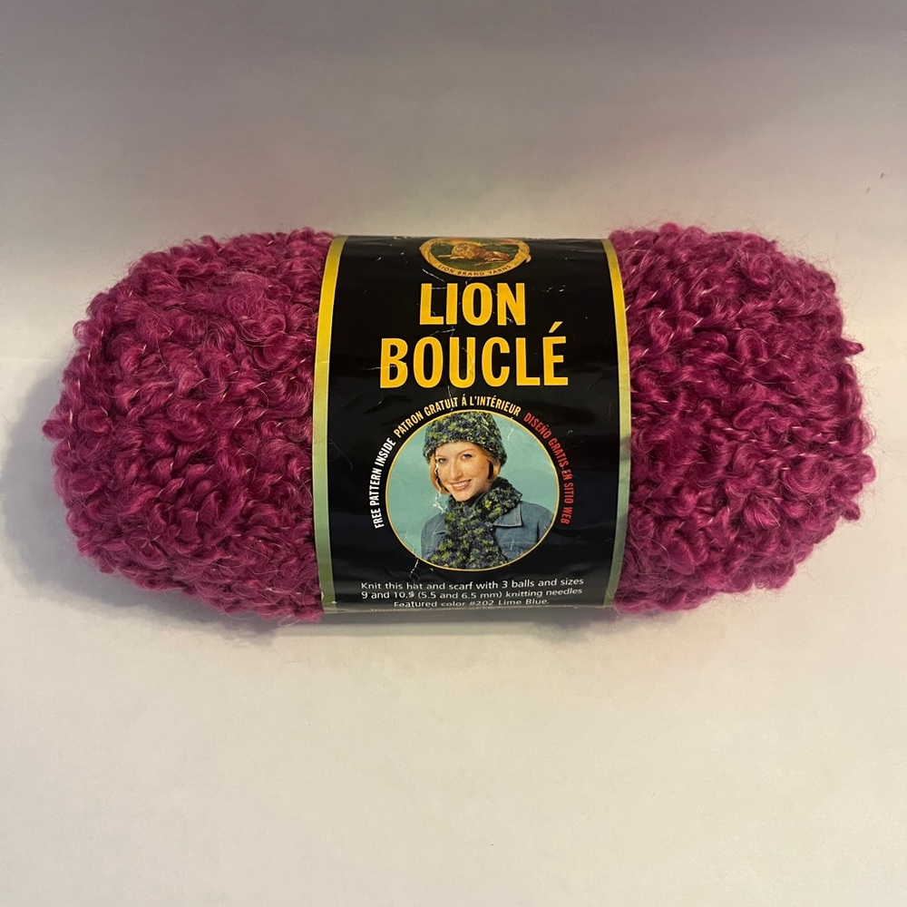 Lion Brand Mohair Boucle Yarn | Rose Color | 57 Yds | Dye Lot 31677 Discontinued